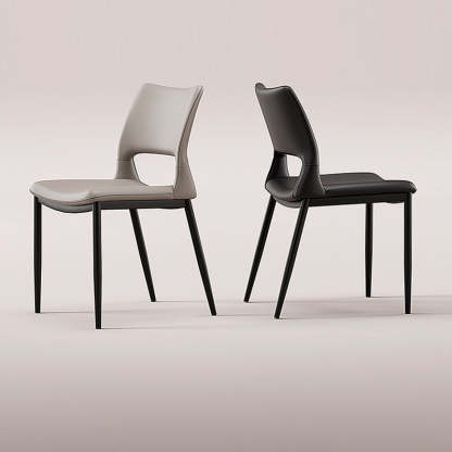Nordic Curved Leather Hollow Square Dining Chair