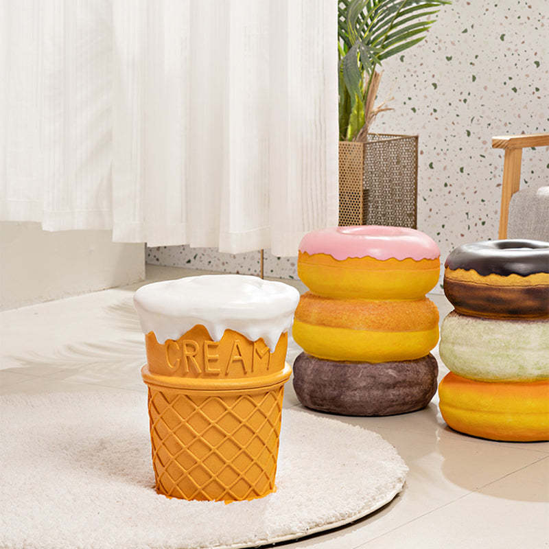 Contemporary Resin Donut Ice Cream Cylindrical Chair