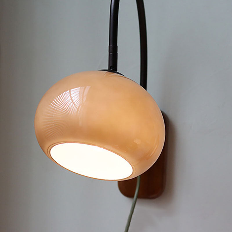 European Minimal Glass Solid Wood Sconce