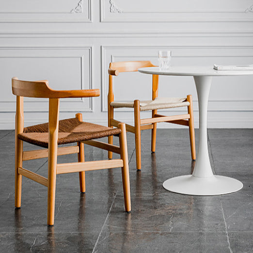 Nordic Wood Rope Dining Armchair — Original Wood Color Frame + Walnut Rope