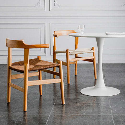 Nordic Wood Rope Dining Armchair — Original Wood Color Frame + Walnut Rope