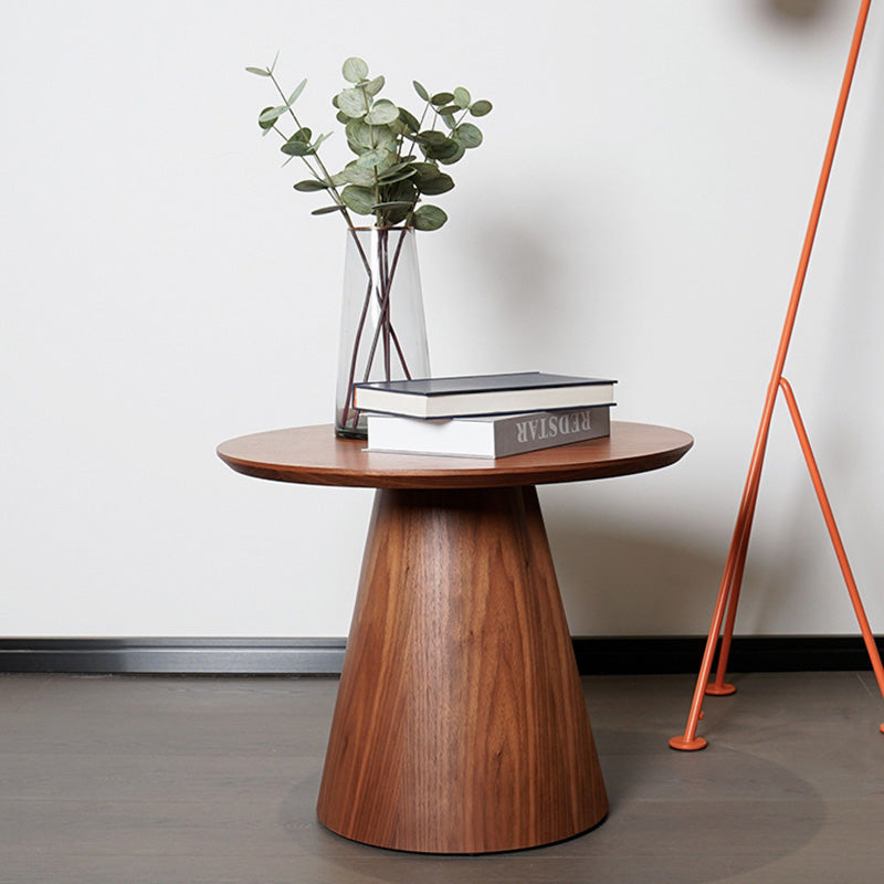 Minimalist Round Wood Coffee Table — Tray Surface / Walnut