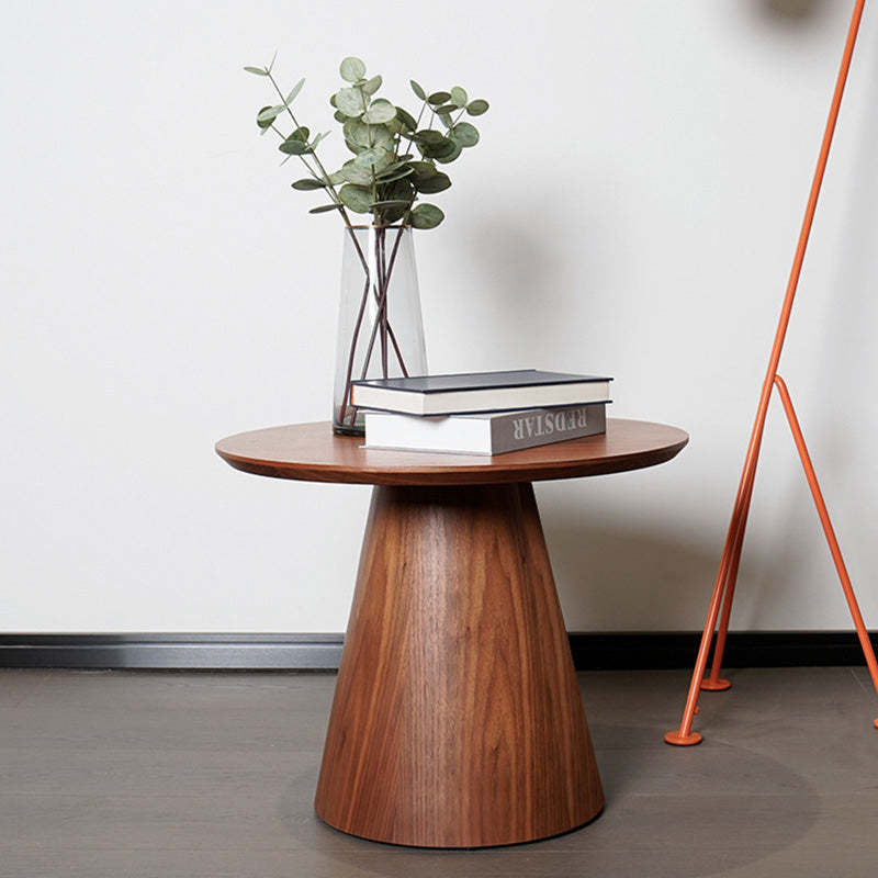 Minimalist Round Wood Coffee Table — Tray Surface / Walnut