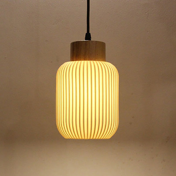 Nordic White Ceramic Cylinder Jar Pendant