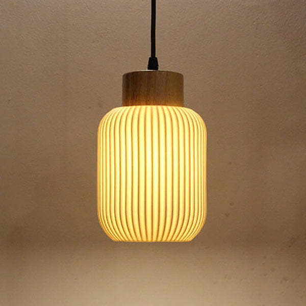 Nordic White Ceramic Cylinder Jar Pendant