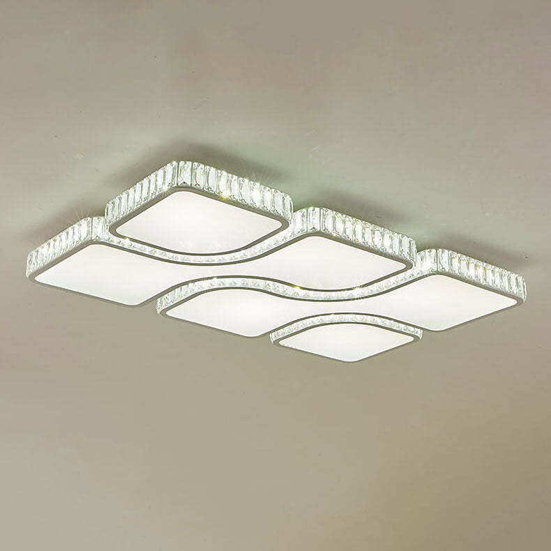 Modern Luxury Gold Rectangular Metal LED Flush Mount Light