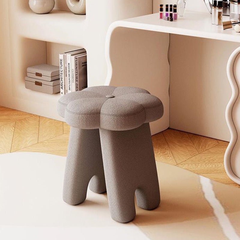Modern Floral Lambswool Wood Vanity Stool