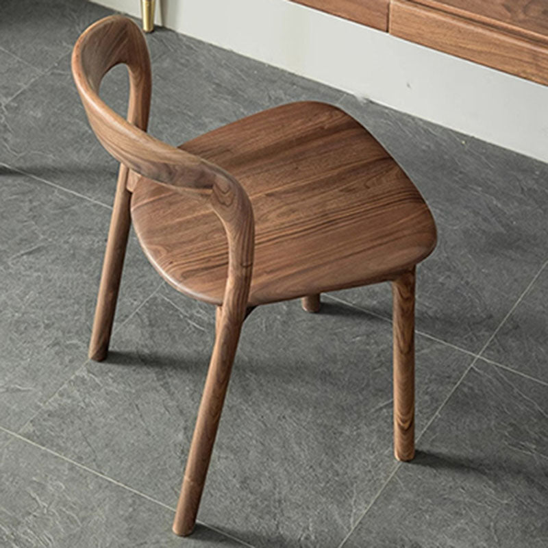 Traditional Chinese Walnut Curved Dining Chair