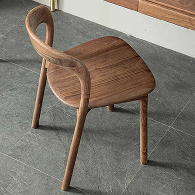 Traditional Chinese Walnut Curved Dining Chair