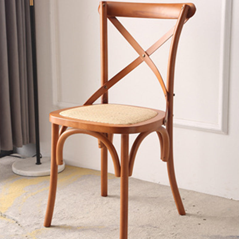 Rustic Woven Rattan Wood Dining Chair