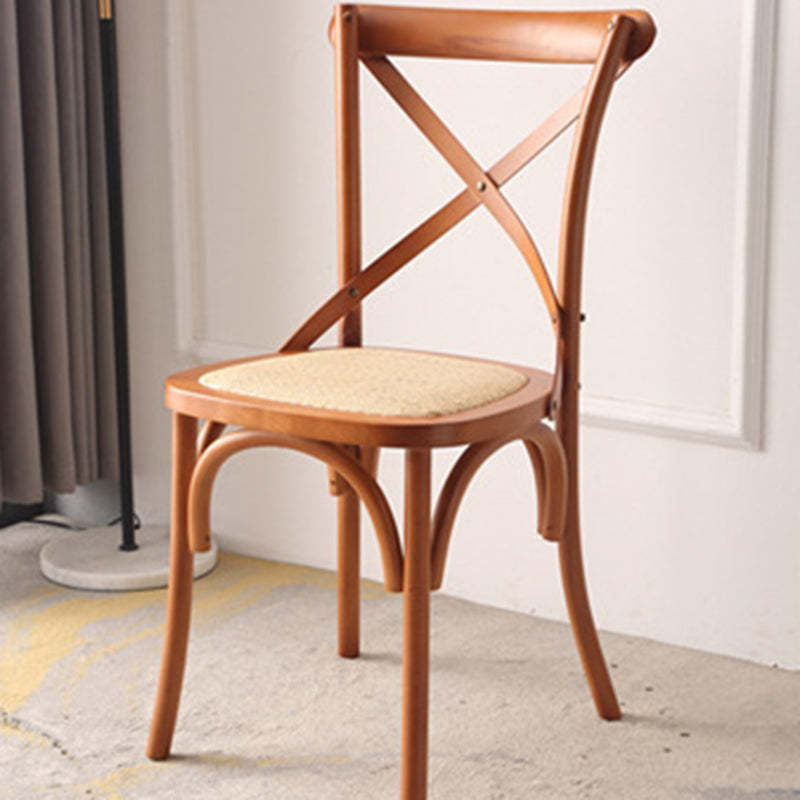 Rustic Woven Rattan Wood Dining Chair