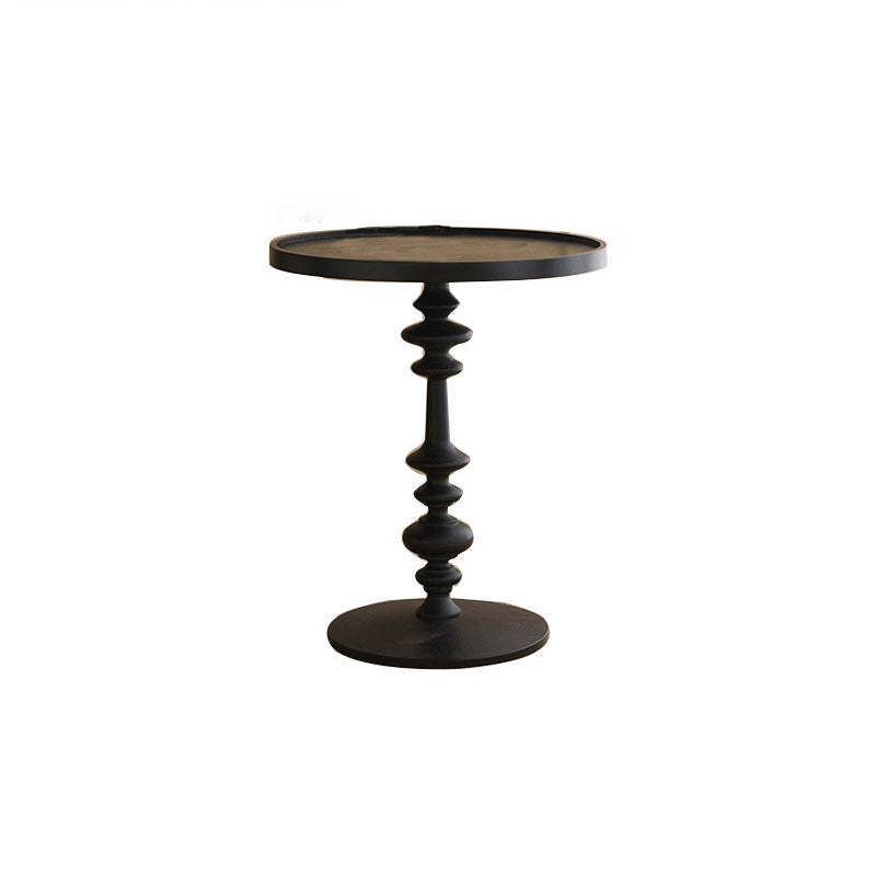 Modern Tray-Top Ash Wood Pedestal End Table