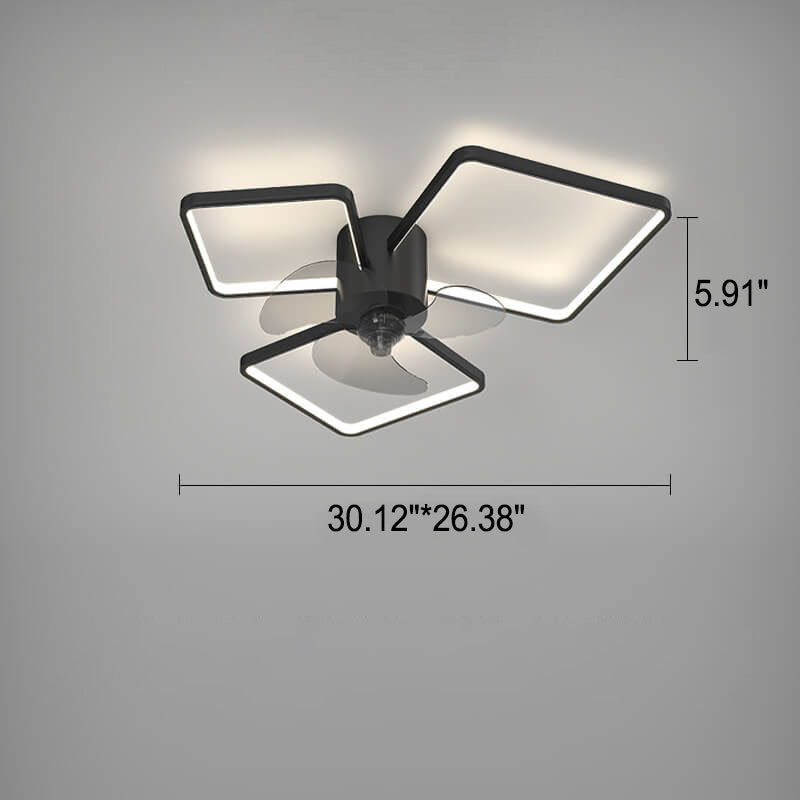 Modern Geometric Square LED Flush Mount Ceiling Fan Light