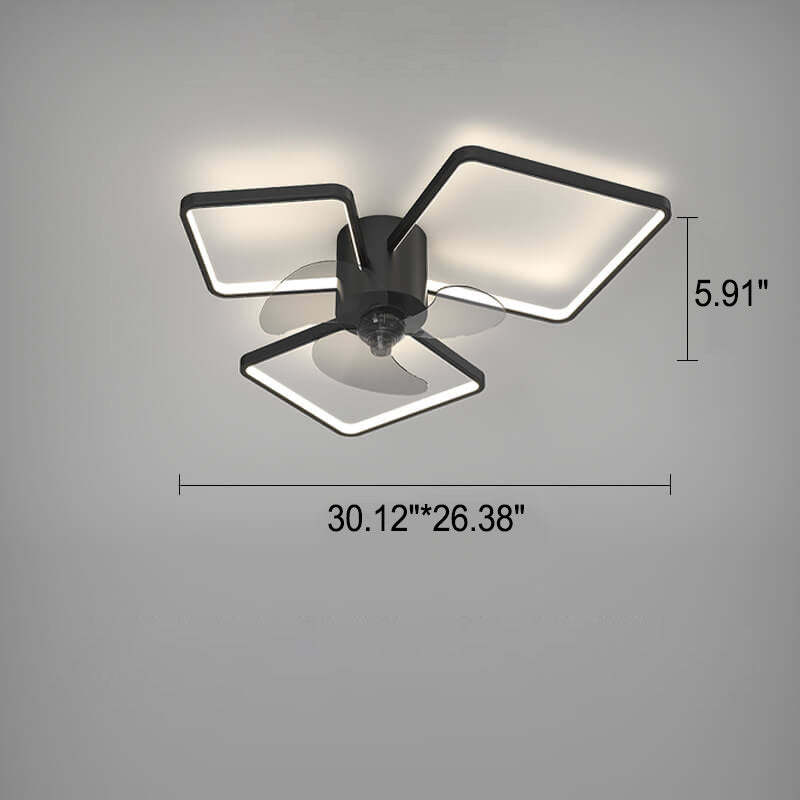 Modern Geometric Square LED Flush Mount Ceiling Fan Light