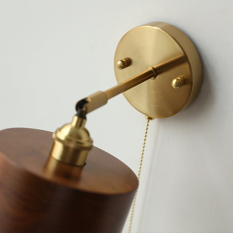 Scandinavian Cone Dome Copper Wood Sconce