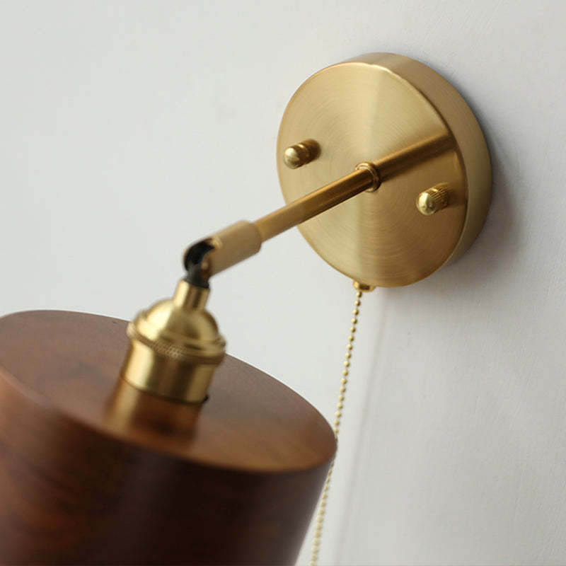 Scandinavian Cone Dome Copper Wood Sconce