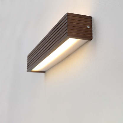 Chinese Striped Wood Cuboid LED Vanity Sconce — White Light (5000K) / 110V-120V For US/CA