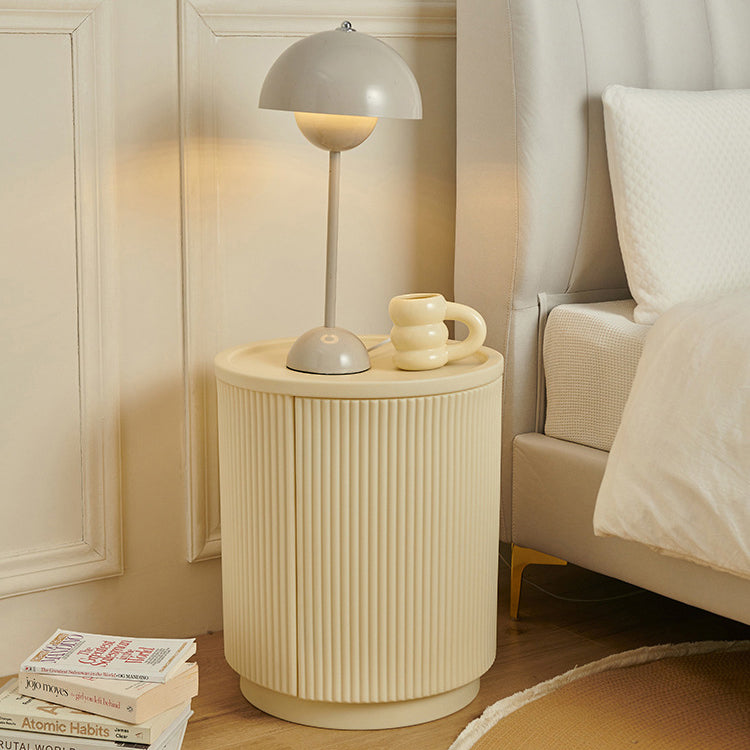 Minimalist Cylinder Plastic Nightstand — Dark Green