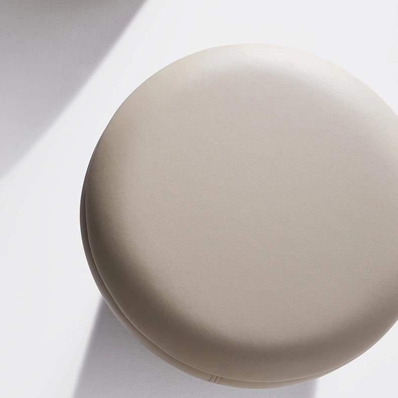 Contemporary Minimalist Leather Round Vanity Stool