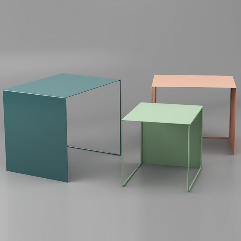Minimalist Square Iron Nesting Side Table — White