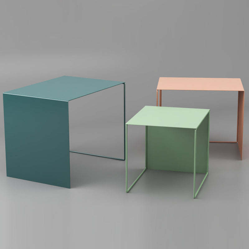 Minimalist Square Iron Nesting Side Table — White