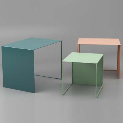 Minimalist Square Iron Nesting Side Table — White