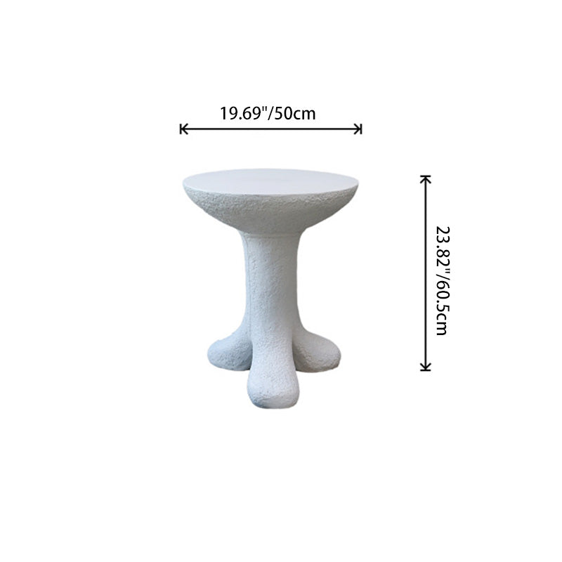 Modern Art Deco Magnesium Oxide Round Side Table 3-Leg