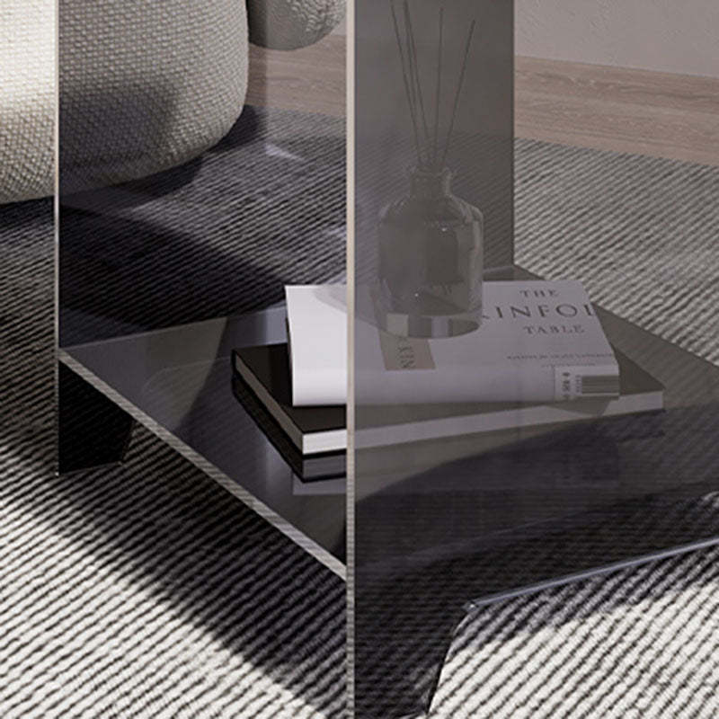 Minimalist Square Acrylic 2-Tier End Table