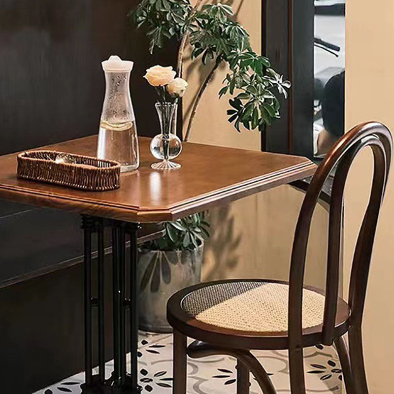 Vintage Curved Wood Wicker Dining Chair
