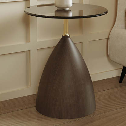 Minimalist Cone Glass Steel End Table