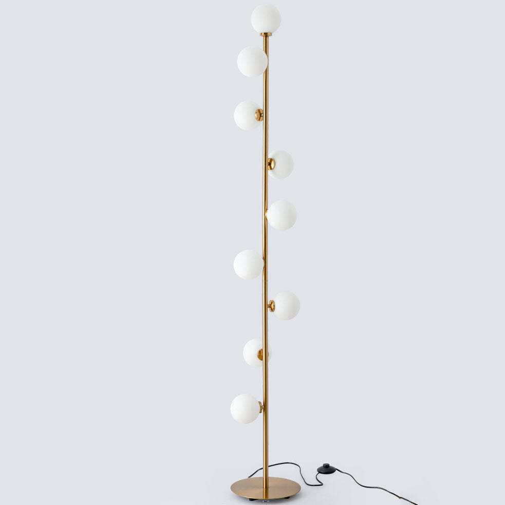 Scandinavian Cylindrical Metal Glass 9-Light Floor Lamp