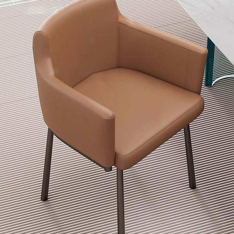 Minimalist Upholstered Leather Metal Dining Chair