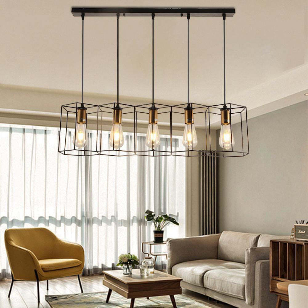 Industrial Vintage Geometric Iron Island Chandelier