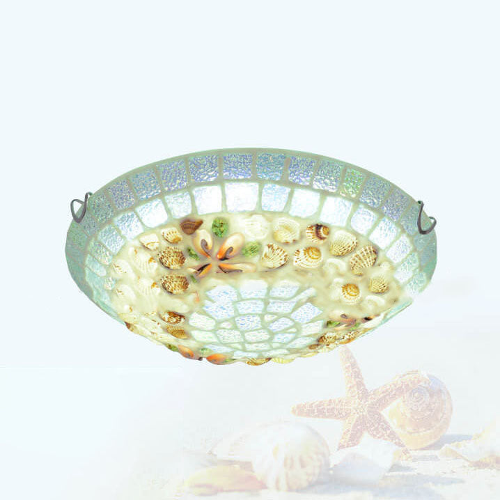 Tiffany Mosaic Shell Flush Mount Light