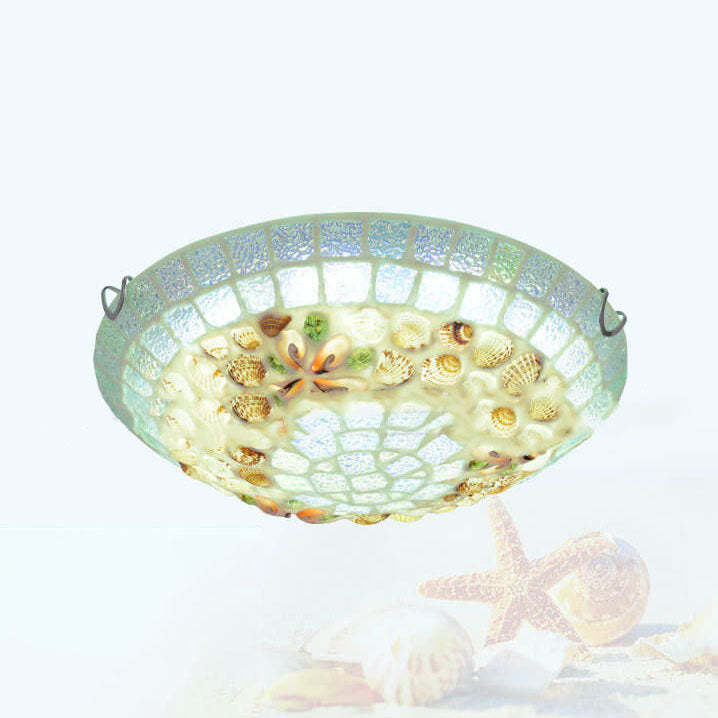 Tiffany Mosaic Shell Flush Mount Light