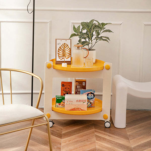 Scandinavian Tray 2-Tier Movable End Table — White Frame + White Tray + White Buckle