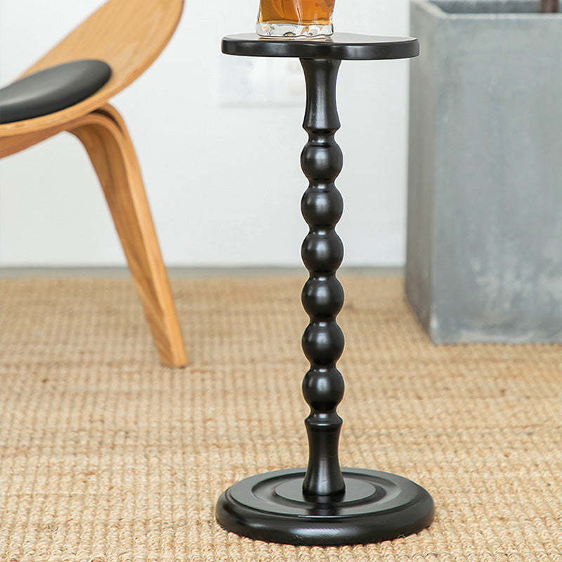 Vintage Orb Gourd Wood Side Table — Black