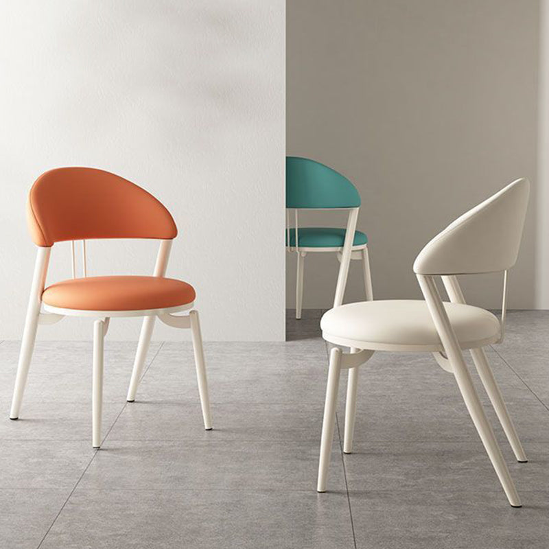 Nordic Leather Upholstered Steel Open Back Dining Chair