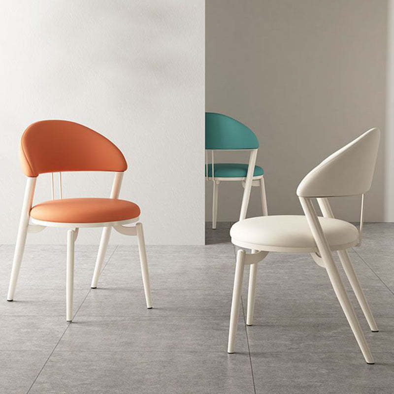 Nordic Leather Upholstered Steel Open Back Dining Chair