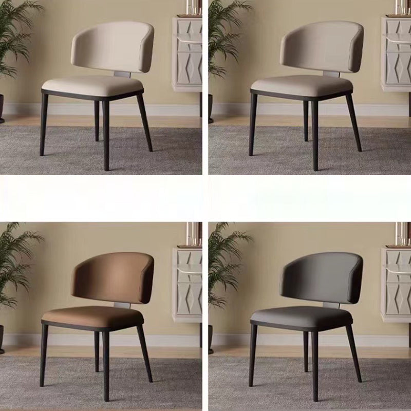 Minimalist Leather Iron Dining Chair