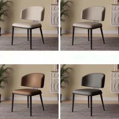 Minimalist Leather Iron Dining Chair