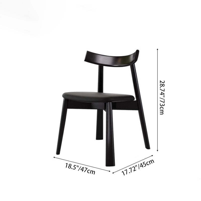 Nordic Upholstered Curved Leather Wood Dining Chair