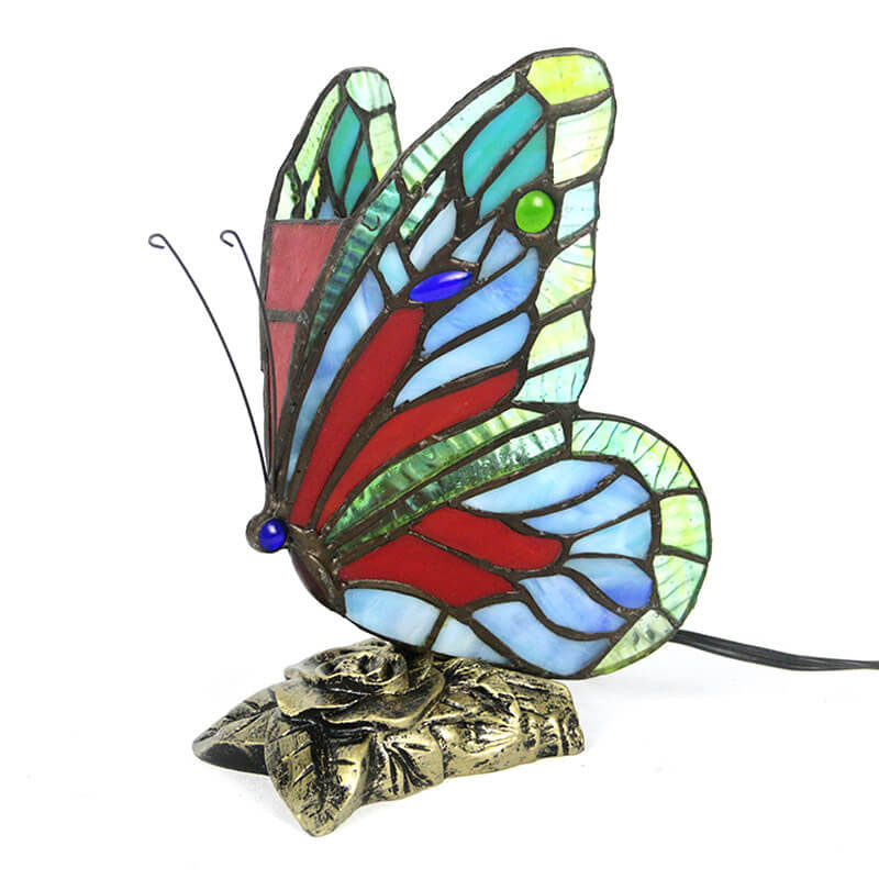 Tiffany Glass Butterfly Night Light Lamp