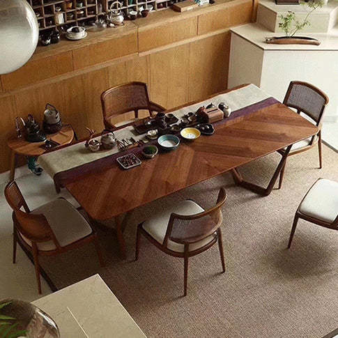 Chinese Woven Leather Wood Dining Chair