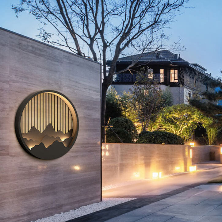 Chinese Modern Mountain Outdoor Wall Light — Warm Light (3000K) / 110V-120V For US/CA