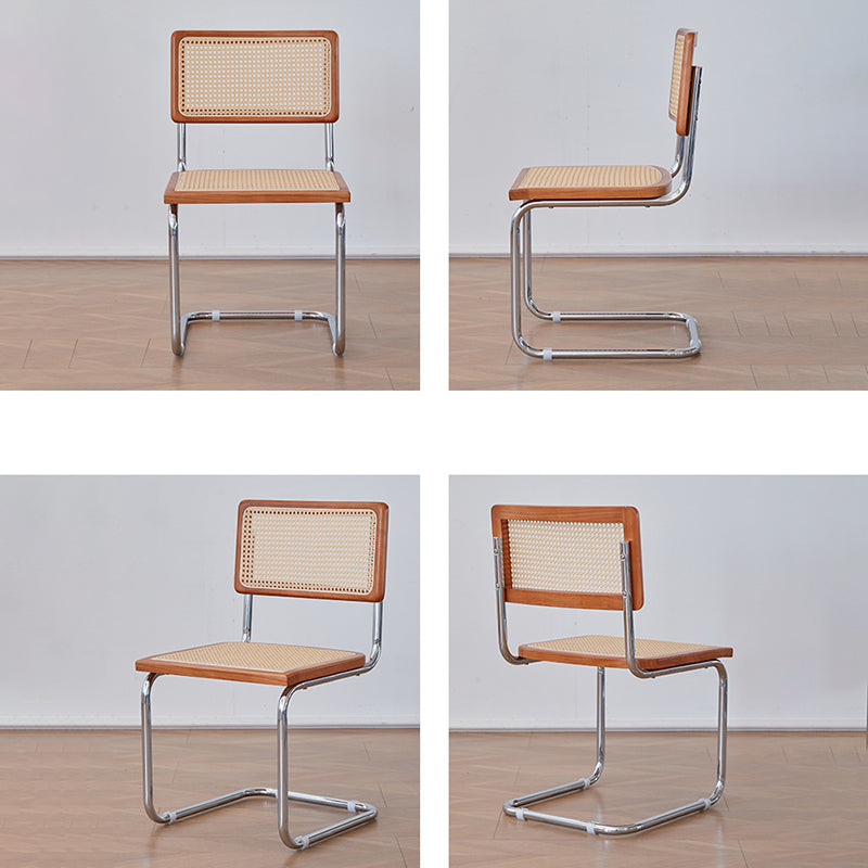 Scandinavian Curved Rattan Iron Dining Chair