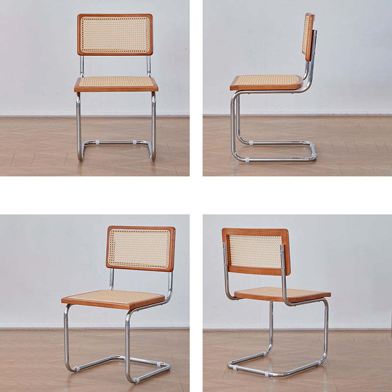 Scandinavian Curved Rattan Iron Dining Chair