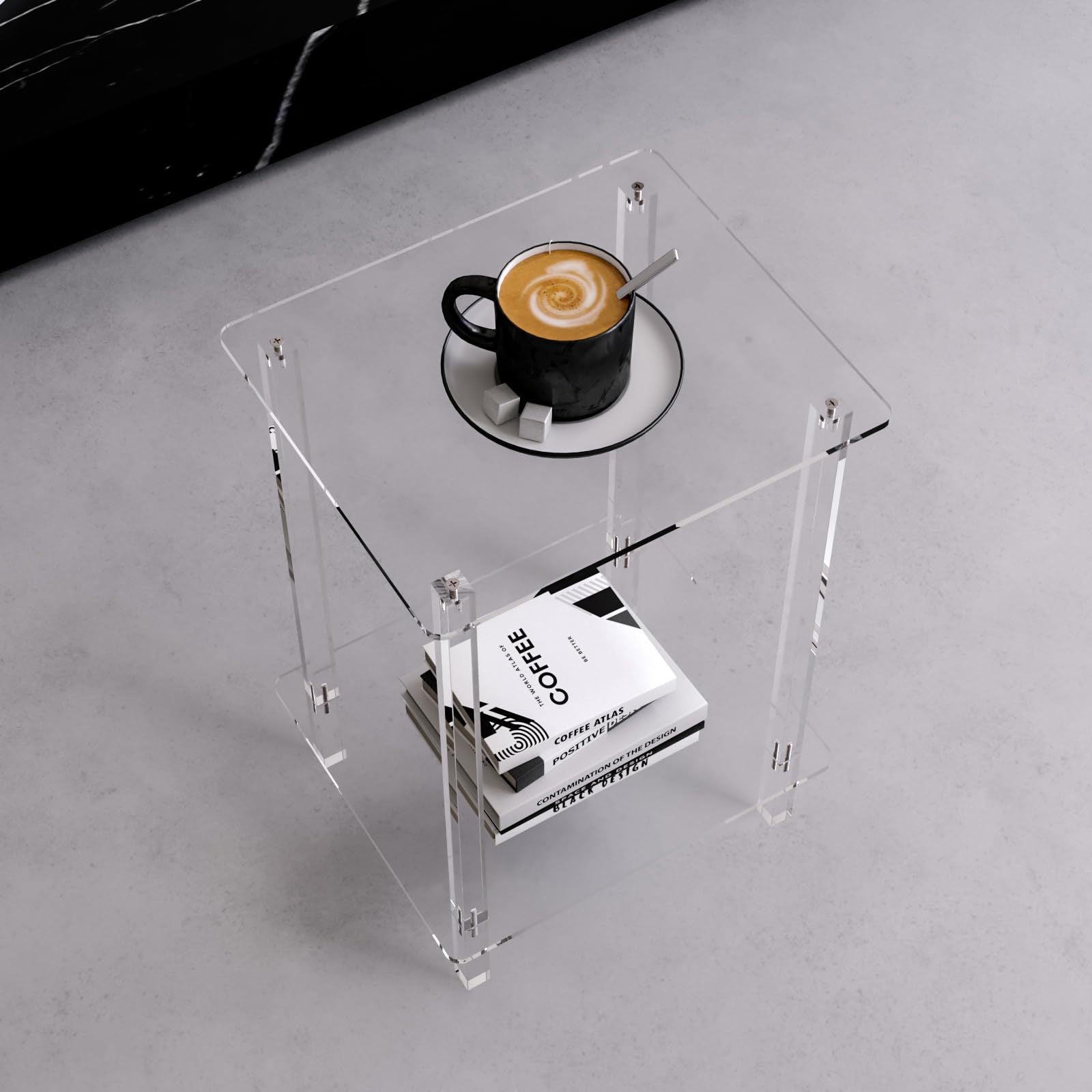 Minimalist Rectangular Acrylic 2-Tier End Table