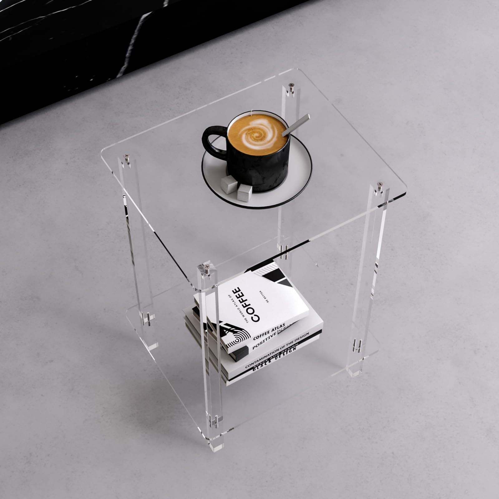 Minimalist Rectangular Acrylic 2-Tier End Table
