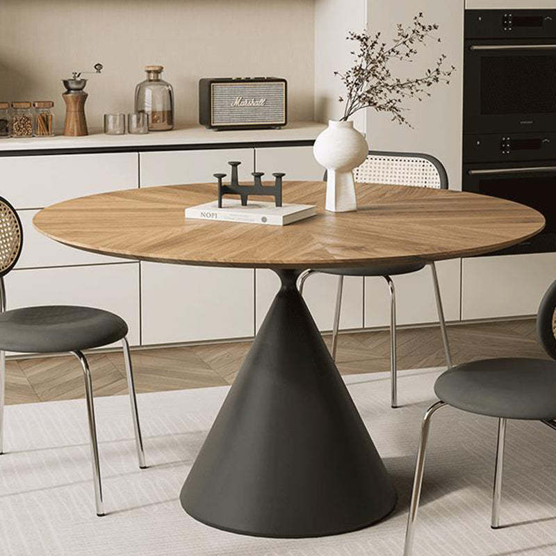 Retro Round Conic Walnut Steel Dining Table